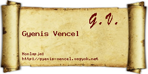 Gyenis Vencel névjegykártya